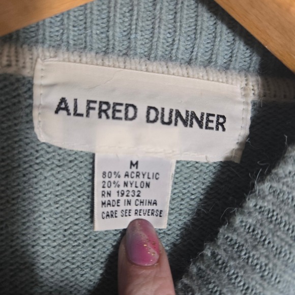 Vtg Alfred Dunner Sweater Medium Argyle Floral Mock Neck Knit Grannycore Cottage - Picture 3 of 7